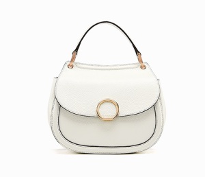 White Color Saddle Bag Cow Pattern PU Women Hand Bag